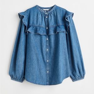 H&M denim blouse / shirt with ruffle sleeves